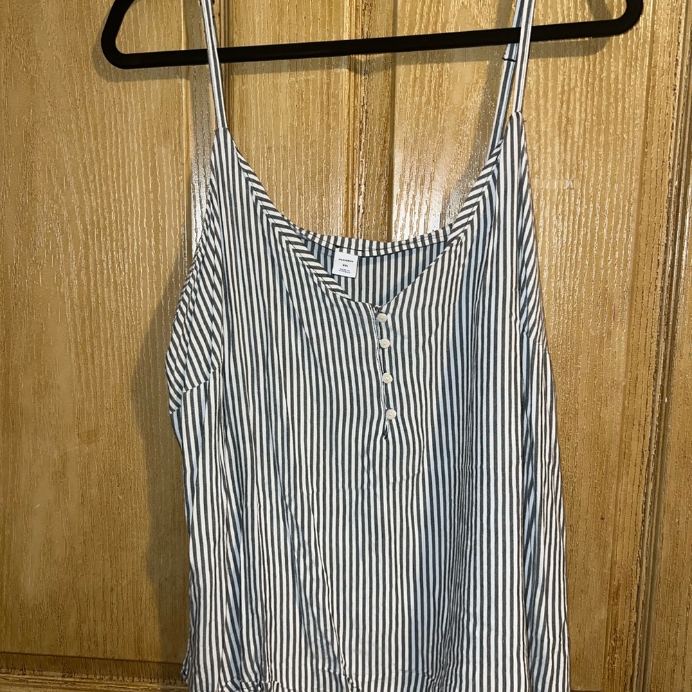 Old Navy Navy and White Striped Button-Front Camisole